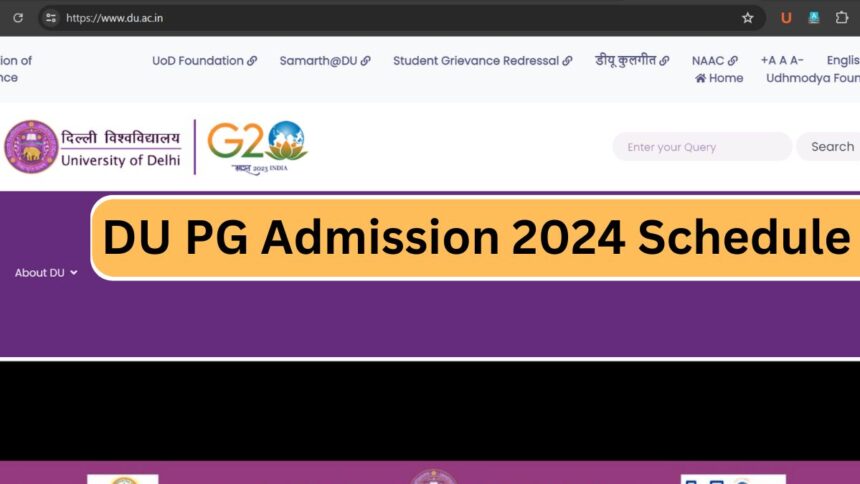 DU PG Admission 2024 Schedule